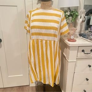Sunshine Striped yellow Babydoll dress Size 1XL from Chic Soul